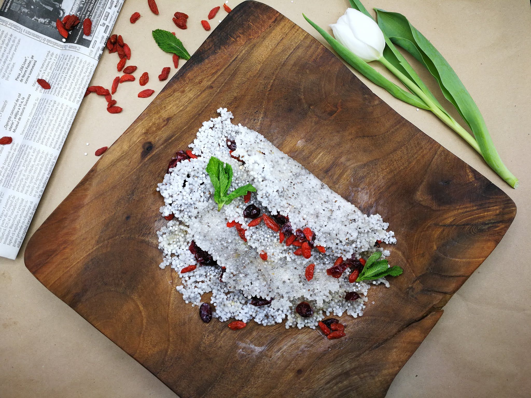 Fotografie din rețeta Pancakes din tapioca cu fructe deshidratate